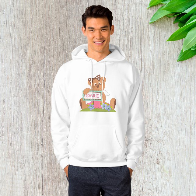 Teddy Bear mit Bow Holding Smile Sign Hoodie (Von Creator hochgeladen)