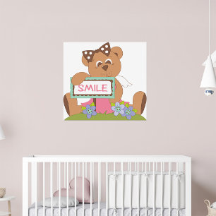 Teddy Bear mit Bow Holding Smile Sign Poster