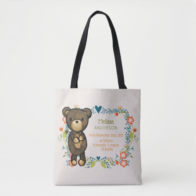 Teddy Bear mit floralen Designs Baby Birth (Vorderseite)