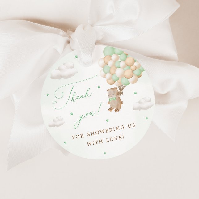 Teddy Bear mit grünen Balloons Vielen Dank Geschenkanhänger (Von Creator hochgeladen)