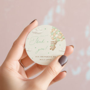 Teddy Bear mit grünen Balloons Vielen Dank Runder Aufkleber