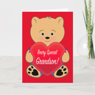Teddy Bear mit Herz Birthday Grandson Karte