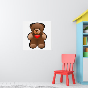 Teddy Bear mit Herz Zeichnend Poster