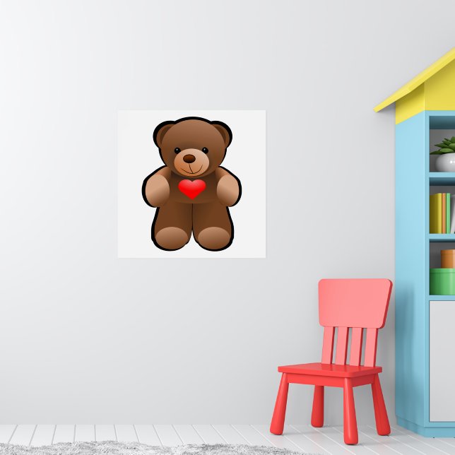 Teddy Bear mit Herz Zeichnend Poster (Kinderzimmer 1)