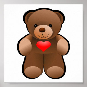 Teddy Bear mit Herz Zeichnend Poster