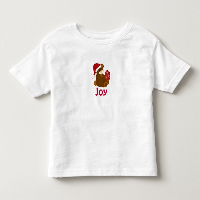 Teddy Bear mit Holiday Present - Joy Kleinkind T-shirt (Vorderseite)