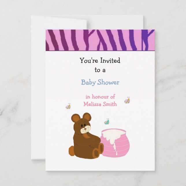 Teddy Bear mit Honey Pot Baby Shower Einladung (Vorderseite)