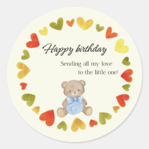 Teddy Bear mit Liebe Geburtstagsticker Runder Aufkleber
