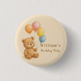 Teddy Bear mit Pastellballons Round Button