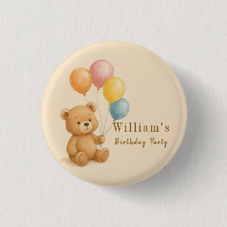 Teddy Bear mit Pastellballons Round Button