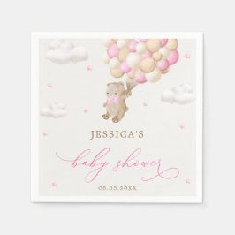 Teddy Bear mit Pink Balloons Babydusche Serviette