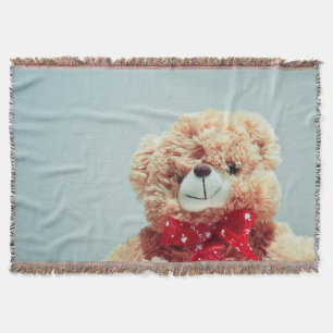 Teddy Bear mit Red Bow Throw Blanket Decke