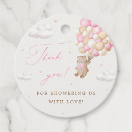 Teddy Bear mit rosa Balloons Danke Geschenkanhänger