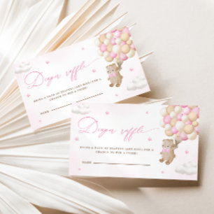 Teddy Bear mit rosa Balloons Diaper Raffel Begleitkarte