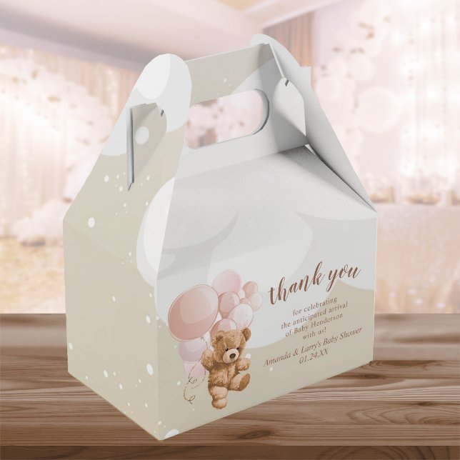 Teddy Bear mit rosa Balloons Gefälligkeitsbox Geschenkschachtel (Von Creator hochgeladen)
