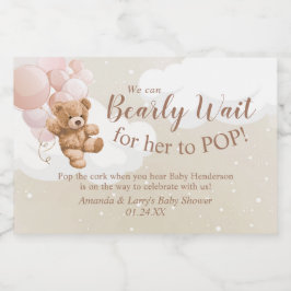 Teddy Bear mit rosa Balloons Mini Sparkling Wein