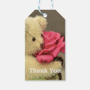Teddy Bear mit Rose Gevor Tag Geschenkanhänger