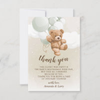 Teddy Bear mit Sage Balloons Danke Karte