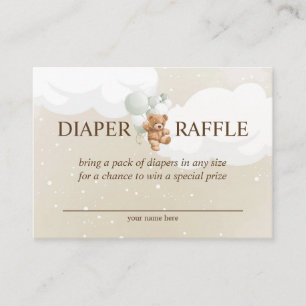 Teddy Bear mit Sage Balloons Diaper Raffekarte Begleitkarte