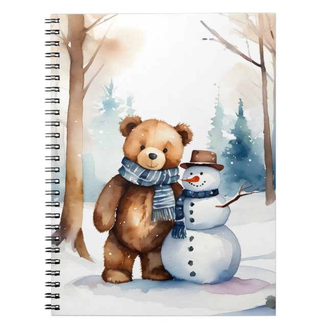 Teddy Bear mit Snowman Notizblock (Vorderseite)
