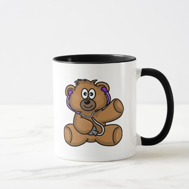 Teddy Bear mit Stethoscope Personalize Name Tasse (Rechts)