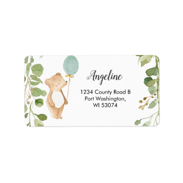 Teddy Bear Modern Address Label Adressaufkleber (Vorne)