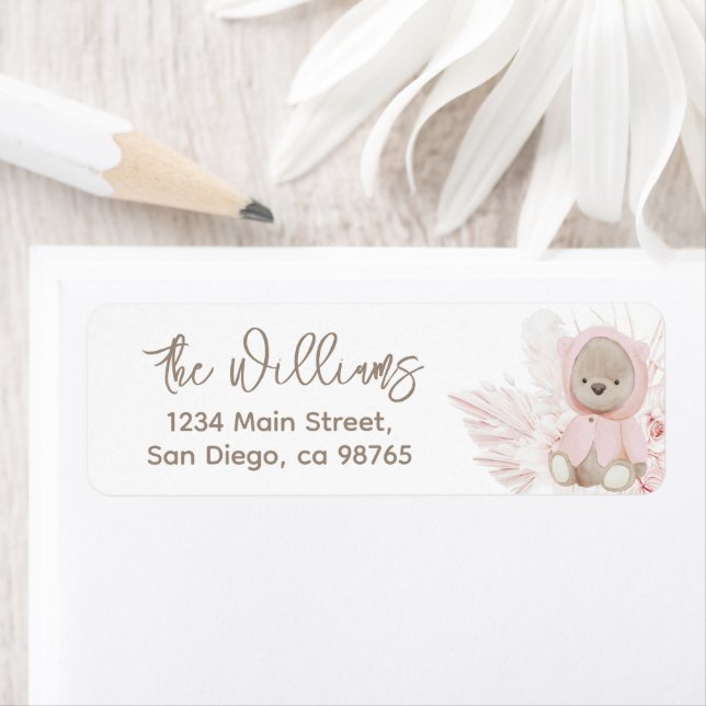 Teddy Bear Modern Boho Girl Babydusche (Insitu)