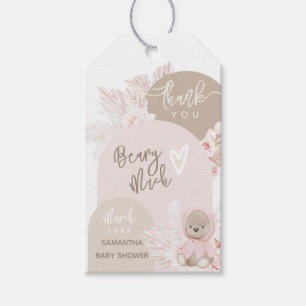 Teddy Bear Modern Boho Girl Babydusche Danke Geschenkanhänger