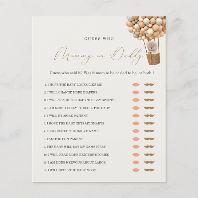 Teddy Bear Mommy oder Daddy Baby Shooting Game (Vorderseite)