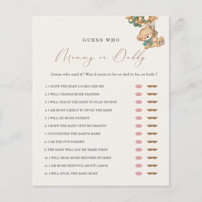 Teddy Bear Mommy oder Daddy Baby Shooting Game (Vorderseite)