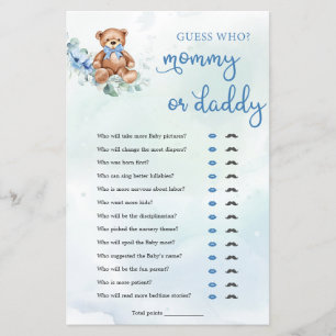 Teddy Bear Mommy oder Daddy Boy Baby Showspiel