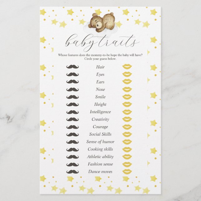 Teddy Bear Moon and Stars Baby Tracks Flyer (Vorne)
