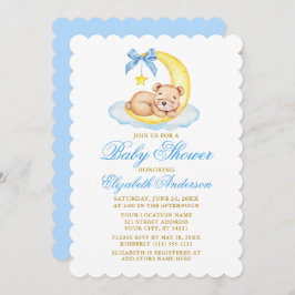 Teddy Bear Moon Baby Dusche Gold Einladung