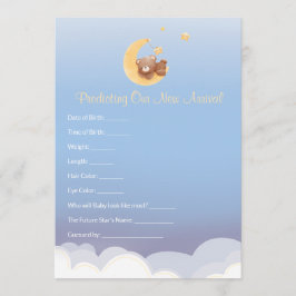 Teddy Bear Moon Baby Shower Prediction  Mitteilungskarte