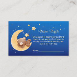 Teddy Bear Moon Blue Baby Shower Diaper Raffle Begleitkarte