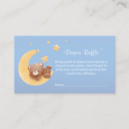 Teddy Bear Moon Blue Baby Shower Diaper Raffle Begleitkarte