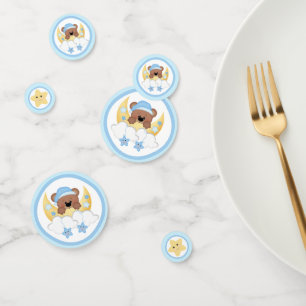 Teddy Bear Moon Clouds Stars Baby Boy Dusche Konfetti