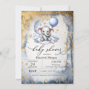 Teddy Bear Moon, Stars Watercolor Babydusche Einladung