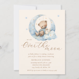 Teddy Bear Moon über der Moon Baby Dusche Einladung
