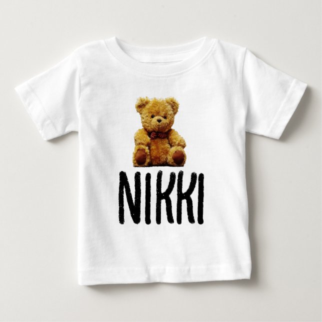 TEDDY BEAR & NAME MIRLS TODDLER T - SHIRT (Vorderseite)