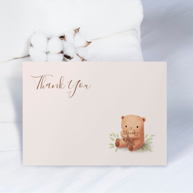 Teddy Bear Neutral Baby Dusche Danke Note Card (Von Creator hochgeladen)