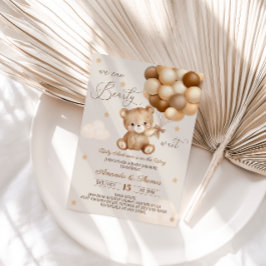 Teddy Bear Neutral Balloons Babydusche Einladung