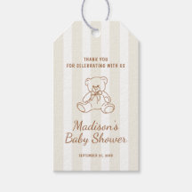 Teddy Bear Neutral Stripes Babydusche