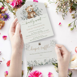 Teddy Bear Niedlich Gender Neutral Baby Shower Al All In One Einladung