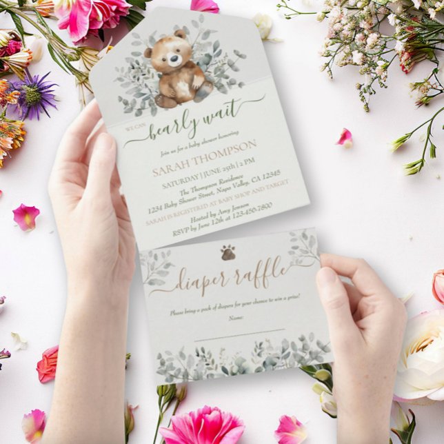 Teddy Bear Niedlich Gender Neutral Baby Shower Al All In One Einladung (Von Creator hochgeladen)