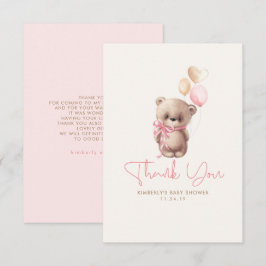 Teddy Bear Niedlich Girl Baby Dusche Vielen Dank Dankeskarte