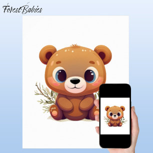 Teddy Bear Niedlich White Whimsical Woodland Anima Poster