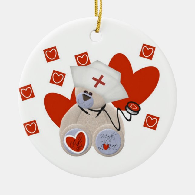 Teddy Bear Nurse Liebe Tshirts und Geschenke Keramik Ornament (Vorne)