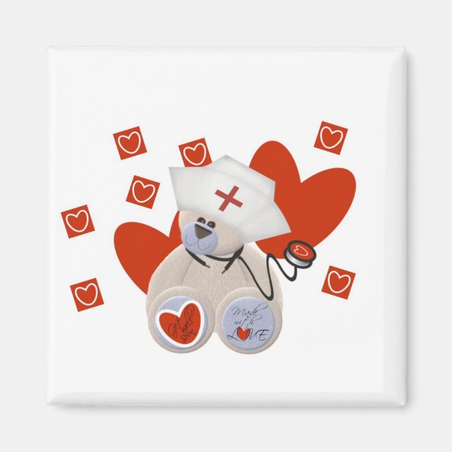 Teddy Bear Nurse Liebe Tshirts und Geschenke Magnet (Vorne)