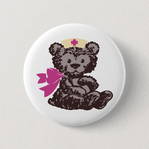 Teddy Bear Nurse (Rosa) Button